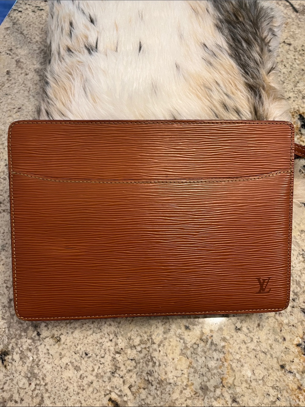 Louis Vuitton Cognac Epi Leather Men's Zip Portfolio